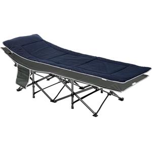Outsunny Lettino Pieghevole da Campeggio per Adulti, Brandina Richiudibile con Materasso, Cuscino e Borsa da Viaggio, 188x64.5x53cm, Blu