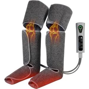 HOMCOM Massaggiatore Gambe a Compressione d'Aria, 2 Livelli Calore ai Piedi, per Polpacci e Cosce, 3 Modalità, 3 Intensità, Pressoterapia Casa, Linfodrenaggio e Circolazione, Regalo per Uomini e Donna