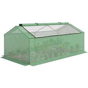 Outsunny Serra Piccola da Giardino con Finestre a 2 Livelli, Serra per Orto e Balcone e Copertura in PE, 180x90x70cm, Verde