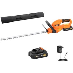 Outsunny Tagliasiepi a Batteria 18V, Taglia Siepi da Giardino con Batteria da 2Ah, Caricatore, Lama a Doppia Azione 51cm per Rami Arbusti Rametti, Arancione