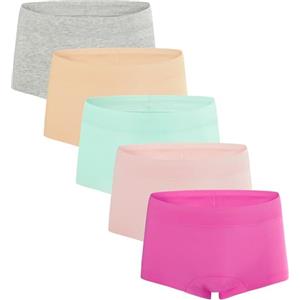 INNERSY Slip Boxer Ragazza Adolescenti Sportive Culotte Morbidi Intimo Cotone Cavallo Pacco da 5 (XL, Grigio, Verde, Rosso Rosato, Rosa, Beige)