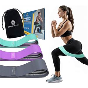 Desire Deluxe Elastici Fitness [Set di 3] Banda Elastica Fasce Elastiche 3 diversi livelli di Resistenza con Istruzioni per l'esercizio in Italiano e Borsa per Il Trasporto per Crossfit Yoga Pilates