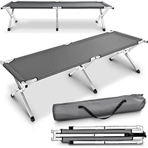 TRESKO XXL Brandina da Campeggio | Letto da Camping | Letto per Ospiti | 190 x 64 x 44 cm | Pieghevole | Tubo di Metallo | capacità Fino a 150 kg (Grigio)