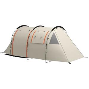 Outsunny Tenda Campeggio per 4-5 Persone con Copertura Impermeabile, Tenda a Tunnel Familiare con Borsa di Trasporto, Kaki