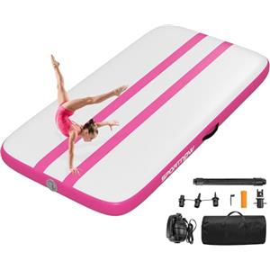 SPORTNOW Tappetino Gonfiabile per Ginnastica 2.05m, Tappeto Ginnastica Artistica 10cm Spessore con Pompa Elettrica, Borsa Trasporto, Kit Riparazione per Casa Yoga Pilates Fitness Cheerleading Palestra