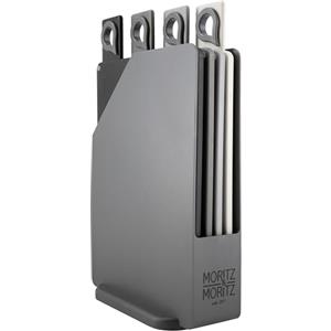 Moritz & Moritz Set Taglieri Plastica - 4x Tagliere da cucina - Set Tagliere Cucina 20,5 x 14,5 cm - Gommini Antiscivolo per un Taglio Sicuro e Maniglie in un Pratico Supporto - Set di taglieri