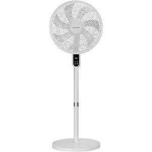 Aigostar Ventilatore a Piantana Silenzioso con 7 Pale, Telecomando, Timer 12H, 3 Velocità e Modalità, Base Circolare Ultra Stabile, Altezza Regolabile 91/125cm, 50W, per Casa e Ufficio, Bianco