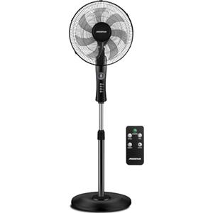 Aigostar Ventilatore a Piantana Potente da 55W con Telecomando, 7 Pale Ventilatore Silenzioso, 3 Modalità e 3 Velocità, Oscillazione 70°, Altezza Regolabile fino a 140 cm, Base Rotonda, Nero
