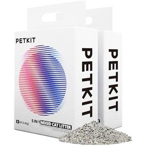 PETKIT 5 in 1 Lettiera per Gatti Mista, Risciacquabile, Inodore, Carbone Attivo, Ultra Assorbente e ad Asciugatura Rapida, 2×3.6kg