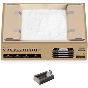 PETKIT Lettiera per Gatti Crystal, Lettiera per Gatti non Agglomerante, Compatibile con PUROBOT CRYSTAL DUO, Eliminazione Multi-odore, Antipolvere, Leggera e Pronta, Ricambio Diretto, 4 Sacchi
