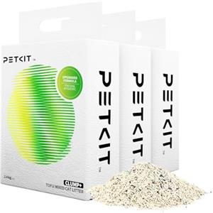 PETKIT Lettiera per Gatti Agglomerante, Lettiera Mista Tofu Bentonite per Gatti,Risciacquabile,Super Assorbente,Elimina Gli Odori e la Polvere(2.4kg×3 Confezioni), 7.2KG