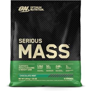 Optimum Nutrition Serious Mass Proteine in Polvere, Alto Contenuto Calorico, Aumento Peso, 25 Vitamine e Minerali, Creatina Monoidrato e Glutammina, al Cioccolato e Burro di Arachidi, 16 Dosi, 5,45 kg