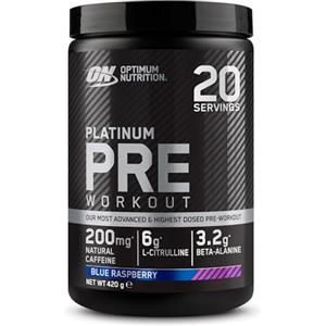Optimum Nutrition ON Platinum PUMP Pre-Workout, Integratore Alimentare Pre-Workout Intenso Senza Caffeina con Fruitflow, Beta-Alanina, L-Arginina, L-Citrullina, Gusto Lampone Blu, 20 dosi, 420 g