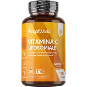 WeightWorld Vitamina C Liposomiale 1000mg Vegana,180 Capsule di Acido Ascorbico (3 Mesi di Scorta), La Vitamina C Contribuisce alla Normale Funzione del Sistema Immunitario (EFSA), Senza Glutine, Prodotto in UE