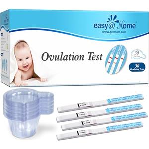 Easy@Home Strisce reattive per ovulazione: Kit predittore di ovulazione accurato a 30 LH - Test di fertilità per le donne - Alimentato da Premom Ovulation Tracker App | 30 LH + 30 tazze per urina