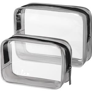 OSDUE 2 Pcs Borse da Valigia Trasparente, Sacche Trasparenti da Aereo, Beauty Case Impermeabili, Borse per Cosmetici con Zip, Beauty Case da Borsa Viaggio per Trasporto di Liquidi, Donna/Uomo (L+S)
