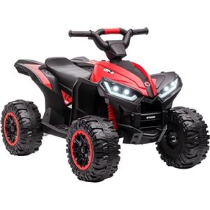 HOMCOM Quad Elettrico per Bambini 12V ATV, Macchina Elettrica con Doppio Motore e 2 Velocità, Ruote Larghe con Fari LED, Clacson e Musica, Età 3-5 Anni, Rosso