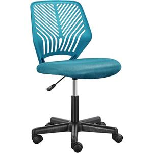 Yaheetech Sedia Ufficio Scrivania Senza Braccioli Girevole a Rotelle Ergonomica Portata 136 kg in Rete Traspirante Altezza Regolabile Turchese