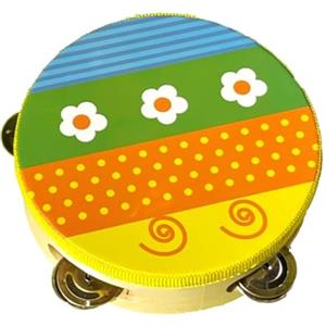 CoudarTitie Tamburello a Mano in Legno, Musicale, Giocattolo Educativo, Doppia Fila, Tamburello per Giochi, Bambini, Neonati, Maschi E, Fiore, 15 centimetri