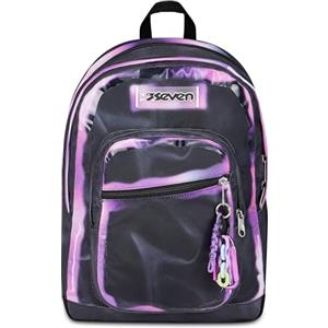 Seven Zaino Scuola FREETHINK, Doppio Scomparto, Nero, 34 L, Multifunzione, Tasca frontale, Tasca laterale portaborraccia, Scomparto Interno porta pc, Scuola media e superiore, Bambina, Ragazza