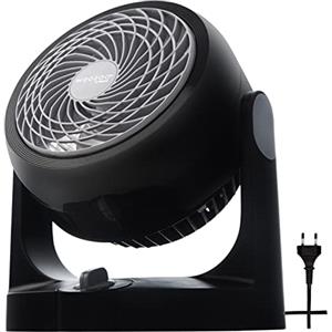 Iris Ohyama Woozoo Ventilatore da Tavolo, Ambienti fino 13m², Inclinazione Verticale 110°, Silenzioso 35dB, Portatile, 3 Velocità, Fan, Per Camera, Scrivania, Nero, PCF-HD15N