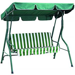 Totò Piccinni Dondolo 3 Posti SORRENTO per Giardino e Portico, Struttura in Acciaio Verniciato Resistente, Tettuccio Parasole Regolabile (Verde/Bianco)