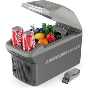 Upstreman Compatta 9L Frigorifero Portatile Elettrico, Mini Frigorifero raffredda & riscalda, 3kg con Cinghia e Funzionamento 12V/230V, Per Viaggi, Camping & Ufficio Grigio-AR09