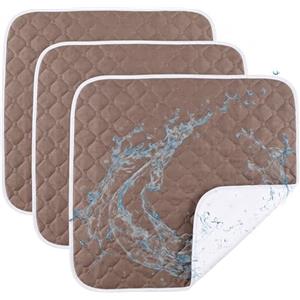 ZEBKEL 3 Pezzi Cuscino Antidecubito per Sedia a Rotelle, Traversa Impermeabile 35x45cm, Cuscino Sedia Lavabile e Assorbente per Anziani, Auto e Divano, Design Antiscivolo, Marrone Scuro