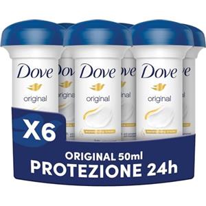 Dove Deodorante Crema, Profumazione Original, Antitraspirante, Protezione Fino a 24 Ore, Minisize da Viaggio, Formula Delicata, per Uomo e Donna, 6 Pezzi da 50 ml