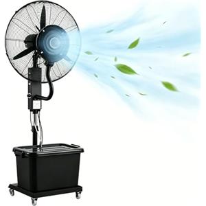Preferspace Ventilatore Nebulizzatore 42L, Alta Velocità Industriale con 3 Velocità e Regolazione Nebbia, Oscillazione 90°, Altezza Regolabile 160‑200cm, per Raffreddamento Esterno su Patio, Officina(71cm/28in)