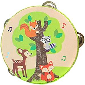 CoudarTitie Tamburello a Mano in Legno, Musicale, Giocattolo Educativo, Doppia Fila, Tamburello per Giochi, Bambini, Neonati, Maschi E, Volpe, 15 centimetri