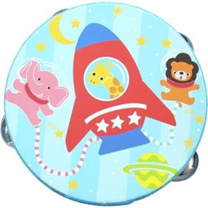 CoudarTitie Tamburello a Mano in Legno, Musicale, Giocattolo Educativo, Doppia Fila, Tamburello per Giochi, Bambini, Neonati, Maschi E, Blu, 15 centimetri