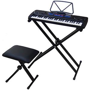 DynaSun - Tastiera per arrangiamento E-Piano, Sintetizzatore 61 tasti con schermo LCD Midi Porta spartito, MK4500+X2+CH