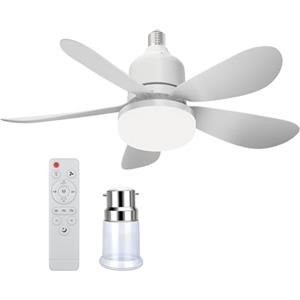Vulaop 52CM Ventilatore da soffitto con luce e telecomando, Plafoniera Ventilatore LED E27 regolabile a 3 velocità e 3 colori, silenzioso apparecchio di illuminazione ventilatore per soggiorno camera