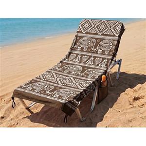 o-day Telo Mare con Angoli e Tasche 70x180cm - Asciugamano Mare Cotone Fouta 100% Per Lettino e Spiaggia (Tribale - Marrone Terra)