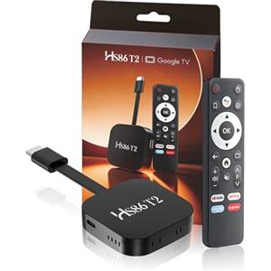 GREVA H86 PROT2 TV Stick Android Box 4K Ultra HD Dispositivo di Streaming, Android 14.0 TV Stick Box 2 GB 16 GB HDR10 2.4G/5G WiFi 6 BT 5.0, HD Smart Lettore multimediale in Streaming e Telecomando Vocale