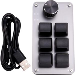 Giwnhvx 6 Tasti 1 Manopola Copia Incolla Mini Pulsante Wired RGB Mini Tastiera Meccanica per Giocatori/Designers/Video Editor