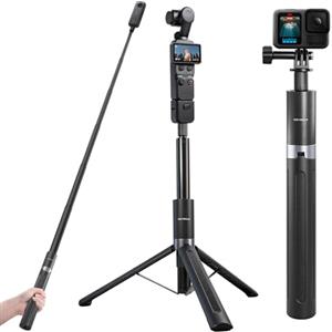 REYGEAK Selfie Stick Treppiede Invisibile da 59 pollici per fotocamere Insta360 e 360 | Asta di estensione per DJI Osmo Action 5 Pro/4, GoPro | Manico impermeabile con base treppiede, impugnatura