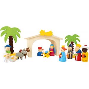 Small Foot Set Presepe in Legno, Decorazione Natalizia e mangiatoia da Gioco, 16 Pezzi, dai 3 Anni, 3945