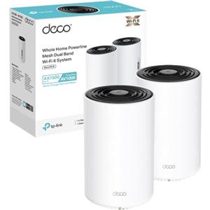 TP-Link Deco PX10 Sistema Mesh Wi-Fi 6 AX1500Mbps, Powerline AV1000, 2pz | 3 Porte Gigabit, Copertura Fino a 380m2, WPA3, Adatto a Case Grandi e Pareti Spesse, HomePlug AV2, Router/Access Point