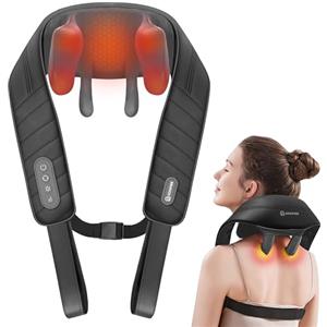 COMFIER Massaggiatore cervicale 6D, massaggiatore senza fili per spalle e collo con 2 livelli di riscaldamento, rivestimento lavabile, massaggio profondo, regalo per mamma e papà