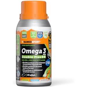 NAMEDSPORT SUPERFOOD Omega 3 Double Plus | Integratori Omega 3 Alta Concentrazione EPA+DHA Olio di Pesce Purificato | Certificato IFOS, Informed Sport | Supporto Cuore, Cervello, Vista | 60 Softgels