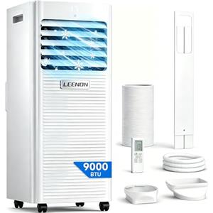 LEENON 9000 BTU Condizionatore Portatile, 4 in 1 Climatizzatore Portatile Deumidificatore Ventilazione e Modalità Sonno, Aria Condizionatore mit Telecomando, Timer 24 Ore, Kit Tubo di Scarico (35 m²)