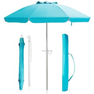 KOMFOTTEU Ombrellone da Spiaggia 200cm, Parasole da Giardino Protezione Solare UV50+, Pieghevole & Leggero, Ombrellone da Balcone con Borsa, per Patio, Campeggio, Piscina, Senza Base (Blu)