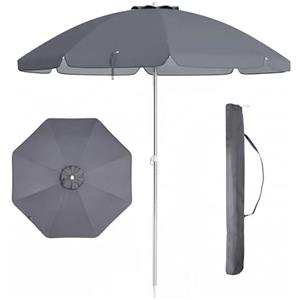KOMFOTTEU Ombrellone da Spiaggia 200cm, Parasole da Giardino Protezione Solare UV50+, Pieghevole & Leggero, Ombrellone da Balcone con Borsa, per Patio, Campeggio, Piscina, Senza Base (Grigio)