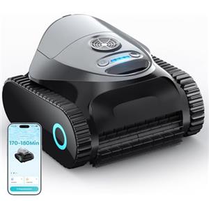 BRINBO C1 Robot Piscina Pareti e Fondo, Linea d'acqua, Doppio Filtro, Aspiratore Piscina Senza Fili, 7 Modalità di Pulizia, 180 min, Pulitore con App, Robot Pulisci Piscine fino a 150 m², Grigio mica