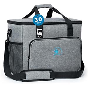 Obics® Borsa termica porta pranzo 30 litri grigio (grande) - Frigo isoterma portatile alimenti, ufficio, picnic e da viaggio - Borsa-Frigo rigidia e termiche isolata - Box frigorifero e thermico
