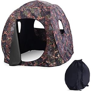 KOMFOTTEU Tenda da caccia per 2/3 persone, con borsa per il trasporto, tenda da campeggio con finestra, tenda da lancio pieghevole per caccia, mimetica (152 x 152 x 163 cm)