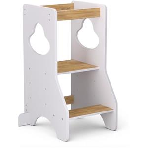 COSYLAND OSYLAND Torre Montessoriana Bambini da 1 Anno - Torretta Montessoriana in Legno Spesso, Scala Montessoriana per Bambini Regolabile a 3 Altezze (Bianco e Naturale)