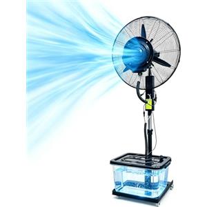 AnYaBinni Ventilatore ad Acqua Industriale su Ruote, Grande Ventilatore a Nebulizzazione 40L, Ventilatore a Tamburo in Metallo a 3 Velocità, Altezza Regolabile